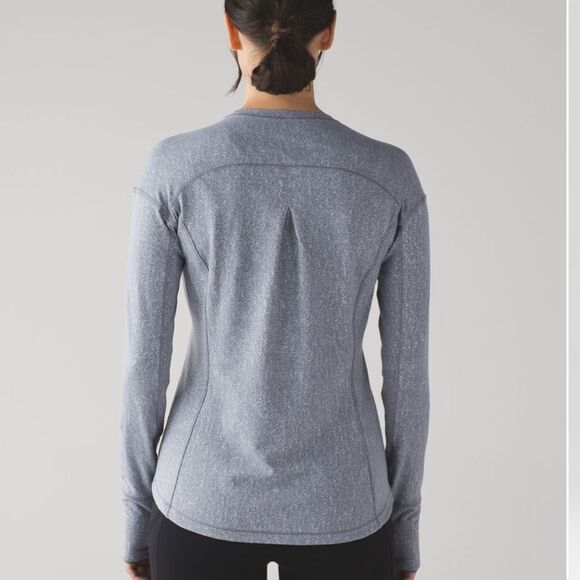 LULULEMON Outrun Long Sleeve Rulu Top Jacquard Artic Ice Gray White 8 Medium - Picture 3 of 13